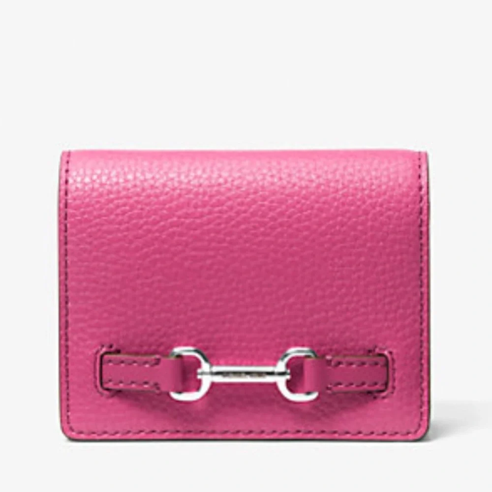 MICHAEL KORS Carson Small Pebbled Leather Flap Wallet DRAGONFRUIT NWT